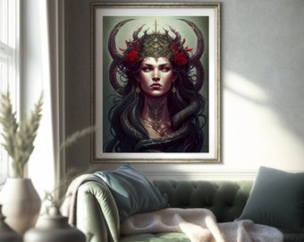 Goddess Lilith Digital Image Occult Printable Art Female Demon Digital Art Night Monster Instant Download Pagan Witchcraft