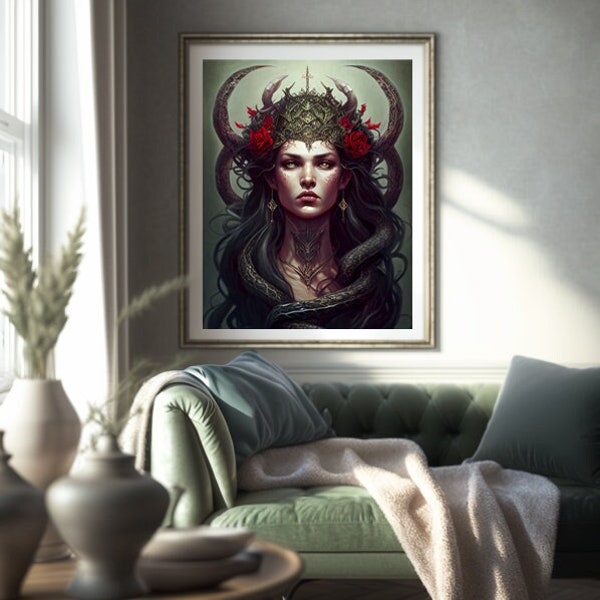 Göttin Lilith digitales Bild okkulte druckbare Kunst weibliche Dämon digitale Kunst Nacht Monster Sofort Download heidnische Hexerei