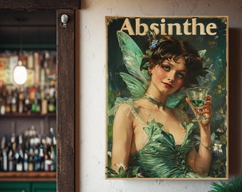 Absinthe Digital Art Green Fairy Digital Image Absinth Poster The Green Goddess Printable Art La Fée Verte Instant Download Absinthium