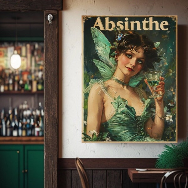 Absinthe Digital Art Green Fairy Digital Image Absinth Poster The Green Goddess Printable Art La Fée Verte Instant Download Absinthium