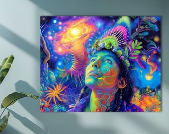 Ayahuasca Digital Image Visionary Art Psychedelic Mother Ayahuaska Trippy Colorful Digital Art Spiritual Healing Instant Download