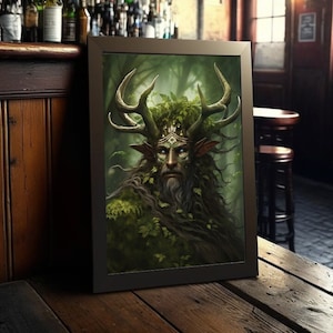 Cernunnos Celtic God Of Nature Digital Art The Horned God Digital Image Green Man Printable Art Lord of The Animals Instant Download