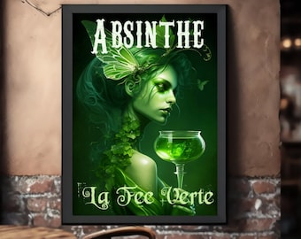 Absinthe Poster Green Fairy Premium Matte Poster La Fée Verte Wall Art Absinthe Wall Decor