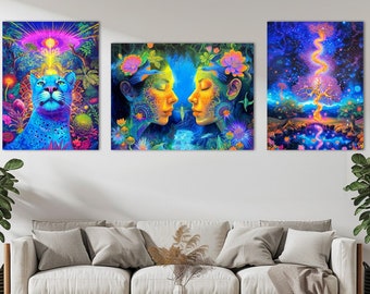 Ayahuasca 3 Digital Image SET Visionary Art Psychedelic Mother Ayahuaska Trippy Colorful Digital Art Spiritual Puma Instant Download