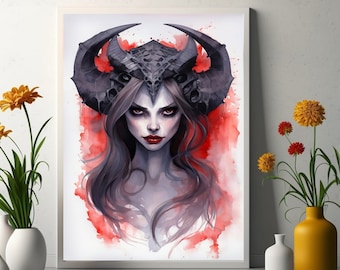 Goddess Lilith Digital Image Occult Printable Art Female Demon Digital Art Night Monster Instant Download Pagan Mother of Demons Witchcraft