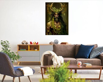 Photophore Cernunnos - Sculpture Dieu Celtique De La Nature Avec Bougie Chauffe-Plat