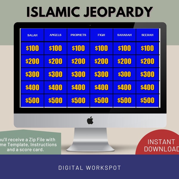 Islamic Jeopardy Game - BEGINNER Level, JeoParody Ramadan Game, Islamic Ramadan PowerPoint, Ramadan Jeoparty Game, Ramadan Gift for Kids