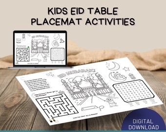 Actividades de manteles individuales de mesa imprimibles de Eid para niños
