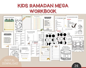 Cuaderno de trabajo imprimible de actividades de Ramadán - 26 páginas