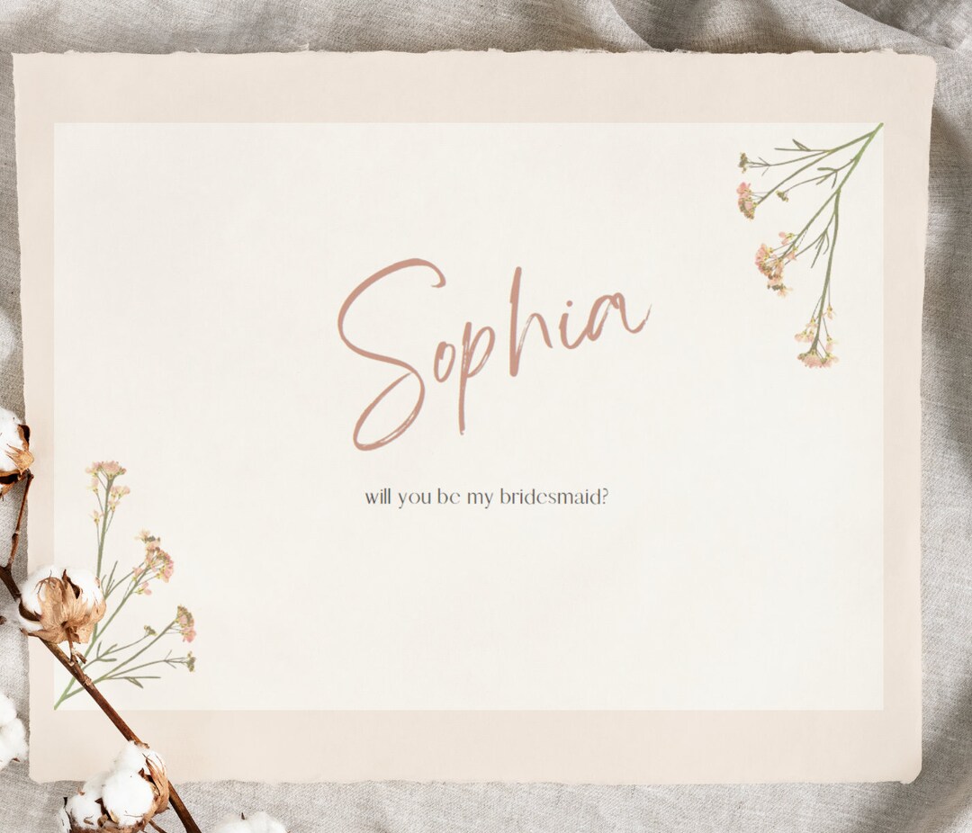BRIDESMAID PROPOSAL CARD Template | Printable Bridesmaid Proposal Card ...