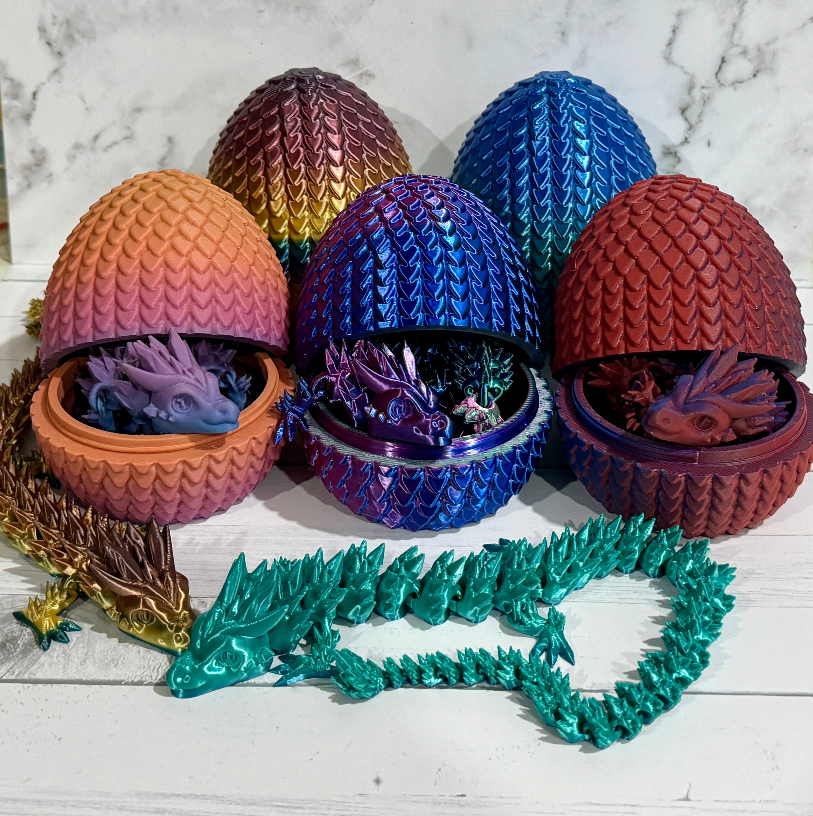 3Dプリントされたドラゴンの卵と孵化したばかりの子ドラゴン：ファンタジーな装飾 - Etsy 日本, image size:2810x2820