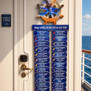 Cruise ship door decorations, sailing history, vacation, ports of call