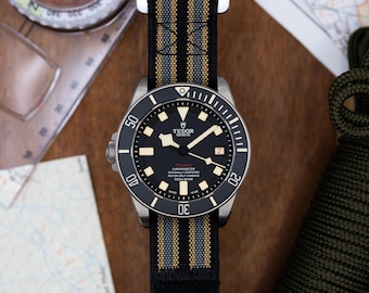 The Adventurer - Ribbed Nylon Single Pass Hook and Loop Strap - No Time To Die - 20mm-22mm Military FXD inspired NTTD - Watch Strap