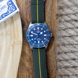 The Trooper Elastic Strap for Fixed Lugs - Parachute Marine Nationale - Green Yellow (20mm - 222mm)