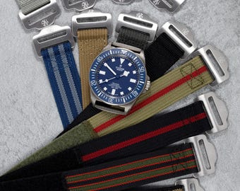 Correa de reloj de nailon balástico acanalado premium con cierre de velcro de una sola pasada, inspirada en FXD, 20 mm, 22 mm, negro, gris, caqui, NTTD, verde espectro, Goldfinger