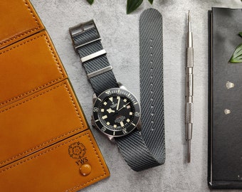 Premium Twill Single Pass For Tudor Watch Strap (20mm - 22mm) Grey Blue