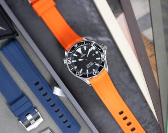 Hochwertiges FKM Kautschuk Armband - Für Omega Seamaster Orange