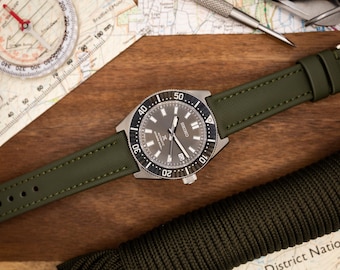 Forest Green Premium Sailcloth Two Piece Watch Strap - Quick Release Spring Bars - 20mm 22mm