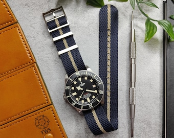 Premium Twill Single Pass For Tudor Watch Strap (20mm - 22mm) Blue Khaki