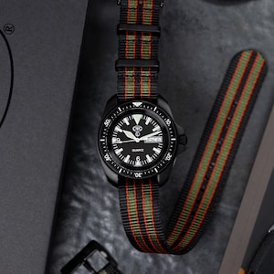 Premium Tubular Nylon Single Pass Watch Strap PVD Buckle - Goldfinger Bond (20mm-22mm)