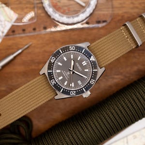 Pulseira de relógio de nylon trançado premium com nervuras de passagem única (20 mm - 22 mm) militar exército tan cáqui