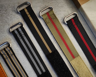 FXD Inspired Premium Ribbed Balastic Nylon Single Pass Velcro Hook And Loop NATO Watch Strap 20mm 22mm Black Grey Khaki NTTD Spectre Green