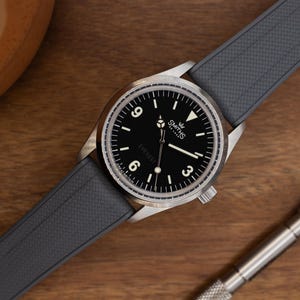 Pulseira de relógio de borracha FKM premium cinza ardósia - Barras de mola de liberação rápida - 20 mm - Pulseira de fluoroelastômero