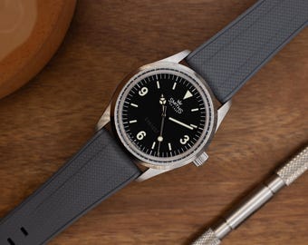 Slate Grey Premium Weaved FKM Rubber Watch Strap - Quick Release Spring Bars - 20mm - Fluoroelastomer Strap