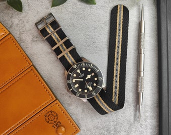 Premium Twill Single Pass For Tudor Watch Strap (20mm - 22mm ) Black Khaki Grey