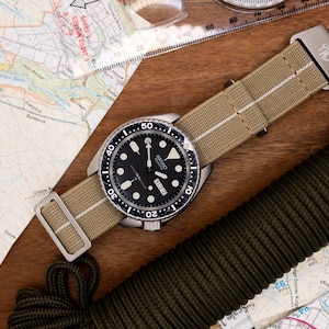 Marine Nationale Parachute Elastic Watch Strap ( 20mm - 22mm ) Tan White