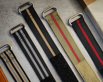 FXD Inspired Premium Ribbed Balastic Nylon Single Pass Velcro Hook And Loop NATO Watch Strap 20mm 22mm Black Grey Khaki NTTD Spectre Green