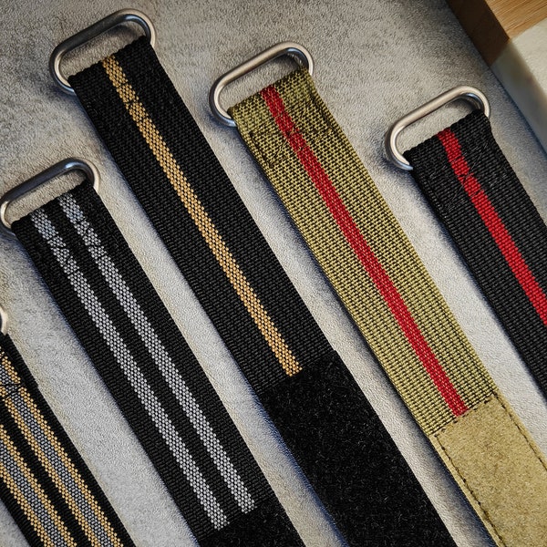 FXD Inspired Premium Ribbed Balastic Nylon Single Pass Velcro Hook And Loop NATO Watch Strap 20mm 22mm Black Grey Khaki NTTD Spectre Green