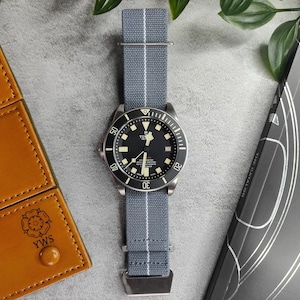 Marine Nationale Parachute Elastic Watch Strap ( 20mm - 22mm ) Grey White