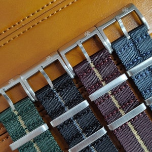 Premium Seatbelt Pinstripe Watch Strap (20mm - 22mm ) Black, Green, Maroon, Red, Grey