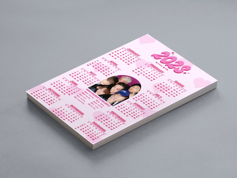 Set of 2 BTS Printable Calendars BTS Calendar Monthly Calendar ...