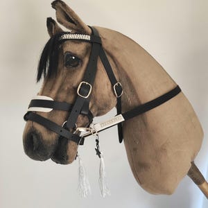 Hobby Horse bridle, white lined bridle including reins, hobbyhorsing accessories