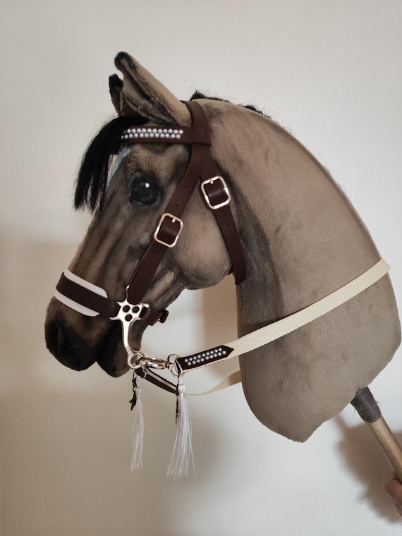 Bridon Hunter havana/argent à coutures avec rênes tressées Cheval