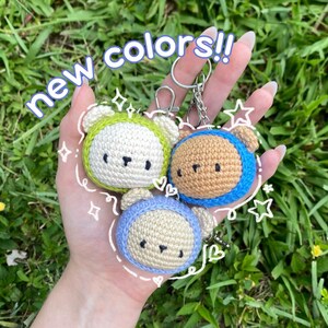 Porte-clés Ours En Crochet Avec Clochette - Peluche Mignonne Pour Sac à Dos Ou Clés, Cadeau Fille/Femme (Noir, Rose, Kaki)