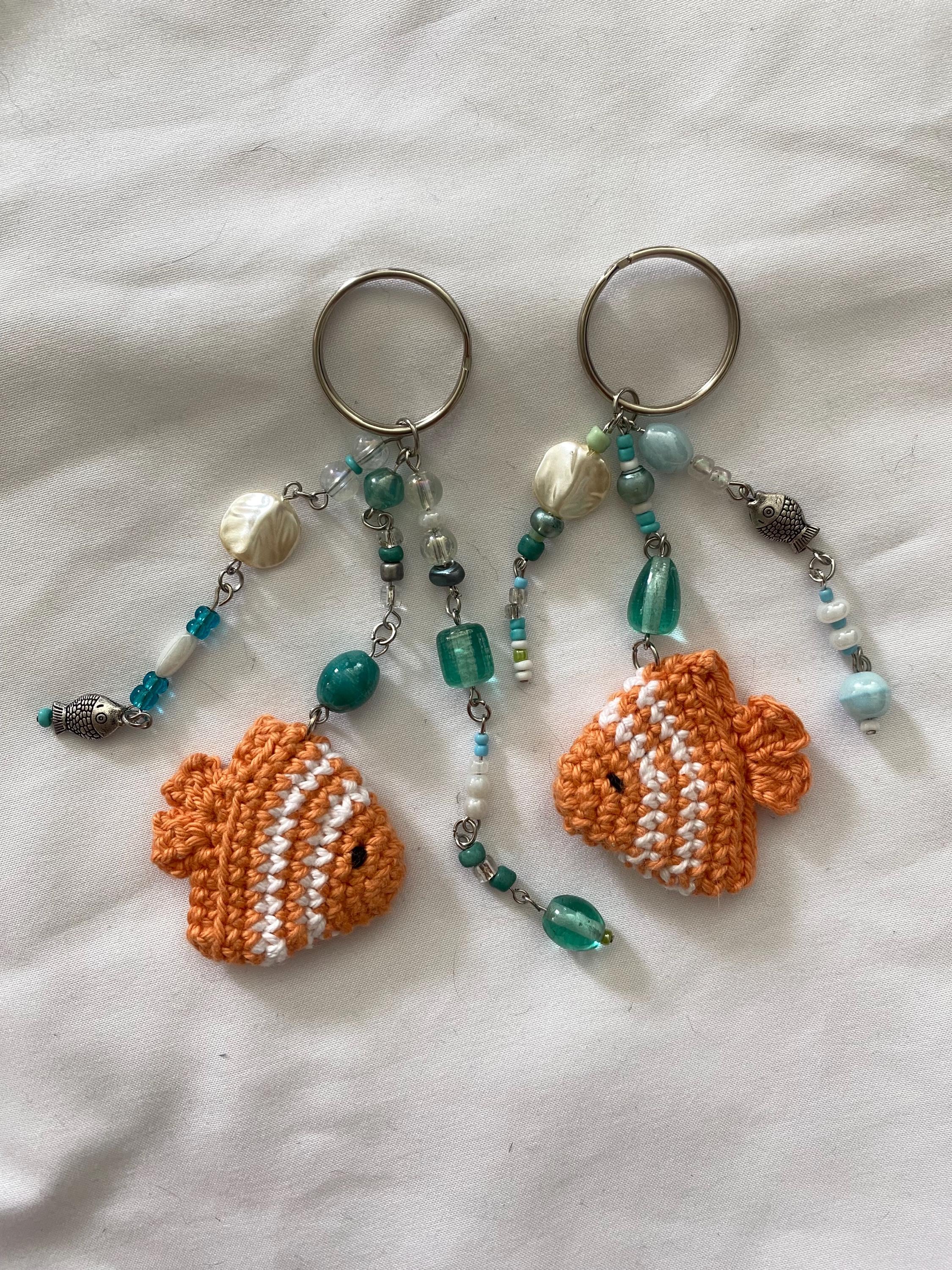 Crochet Fish Keychain Etsy