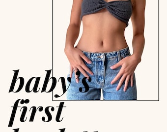 Easy Beginner Knit Bralette Pattern - Baby's First Bralette - knit pattern, beginner knit pattern, knit design