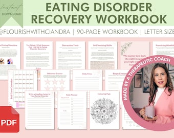 Manual de recuperación de trastornos alimentarios, recursos para psicólogos, hojas de trabajo de terapia, herramientas de salud mental, terapia conductual conductual (TDC), terapia cognitivo conductual (TCC)