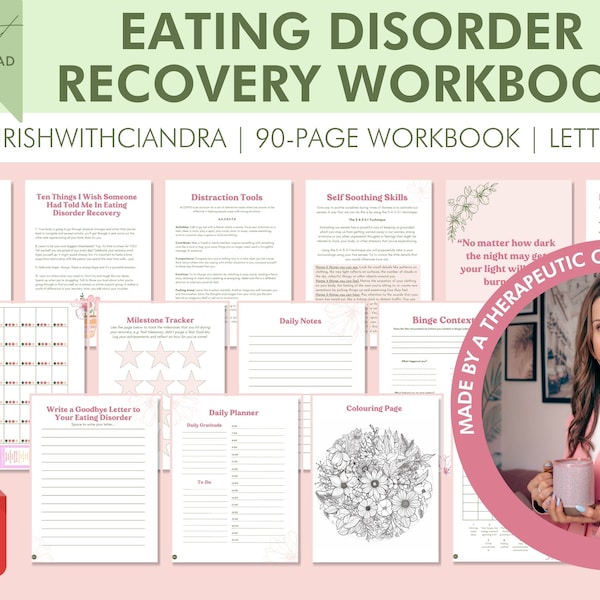 Eating Disorder Recovery Workbook, Psychologist Resources, Therapy Worksheets, Mental Health Resources Tools, DBT, CBT