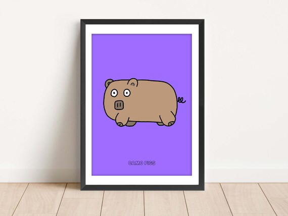 Light Brown Pig on Purple Cartoon Print Cartoon Pig Pig - Etsy Light Brown Pig on Purple Cartoon Print Cartoon Pig Pig - Etsy
