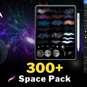 Paquete de más de 300 pinceles y sellos espaciales para Procreate (descarga digital)