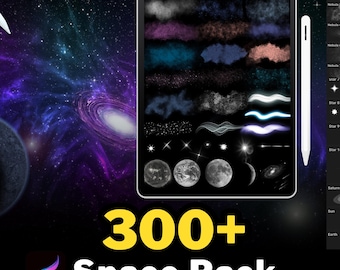300+ Procreate Space Brushes & Stamps Pack (Digital Download)