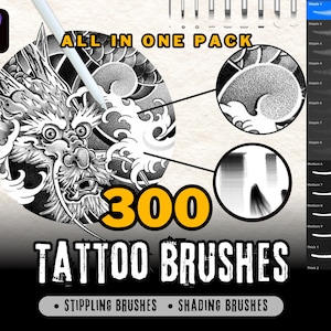 300 Tattoo Stipple Shading and Line Brushes For Procreate, Dotwork Procreate Tattoo Brushes, Procreate Brushes, Procreate Stipple Brushes