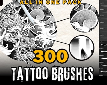 300 Tattoo Stipple-schaduw- en lijnborstels voor Procreate, Dotwork Procreate-tatoeageborstels, Procreate-penselen, Procreate-penselen