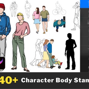150+ Procreate Body Stamps, Procreate Body Brushes, Procreate Body Stamps, Procreate Figure Stamps, Procreate Silhouette Stamps