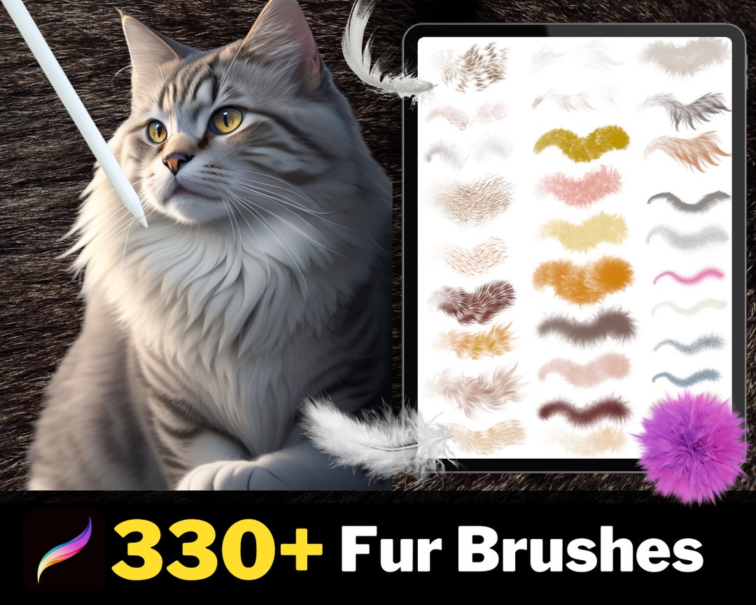 330 Procreate Fur Brushes, Animal Hair Brushes, Realistic Fur Brushes, Procreate Fur Texture