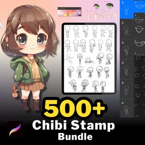 500+ Procreate Chibi Stamp Brushes, Chibi Body Guides, Procreate Color Palette, Chibi Eye Stamps, Procreate Brushes Anime, Comic Manga